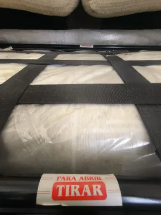 Sofá Cama 3 Plazas Tela Beige/Gris