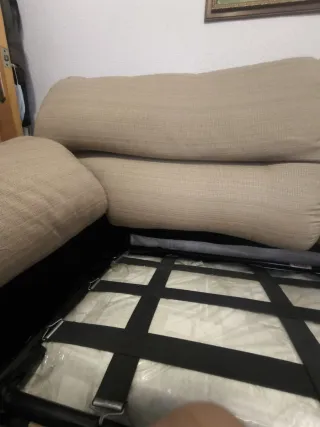 Sofá Cama 3 Plazas Tela Beige/Gris