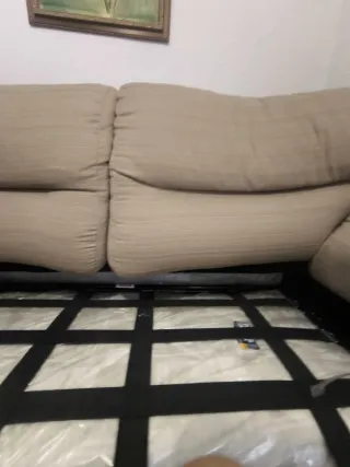 Sofá Cama 3 Plazas Tela Beige/Gris