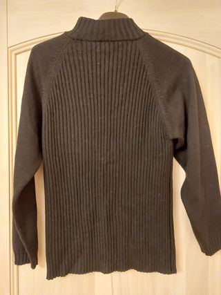 Maglioncino nero uomo girocollo con zip obliqua