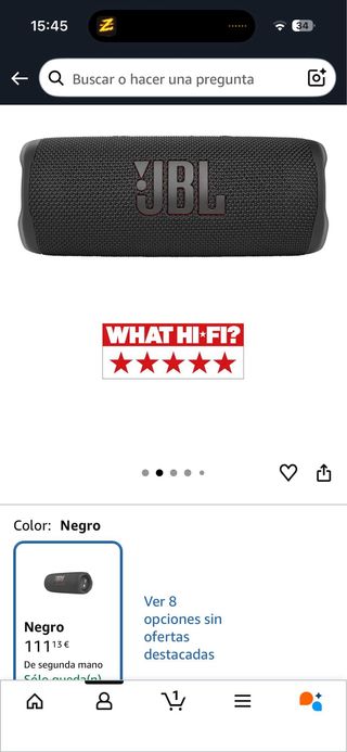 Altavoz JBL Flip 6 Negro (precio original 111€)