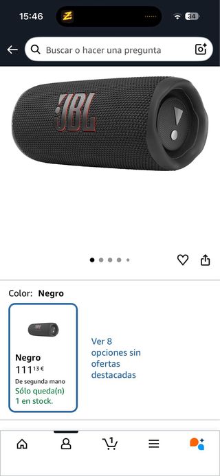 Altavoz JBL Flip 6 Negro (precio original 111€)