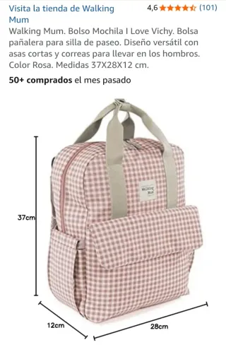 Bolso Mochila Walking Mum Cuadros