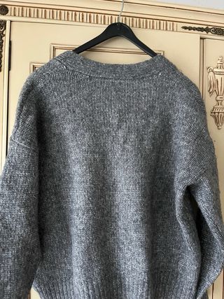 Chaqueta lana gris bolsillos