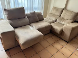 Sofá chaise longue beige