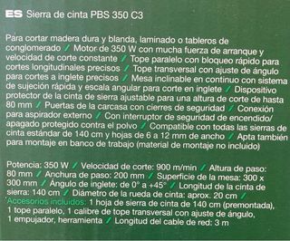 Sierra de cinta Parkside PBS 350 C3