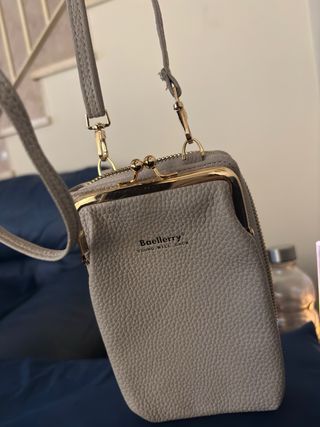 Bolso monedero porta móvil gris