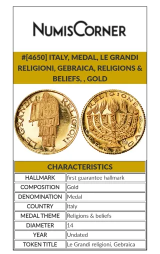 Medalla de Oro Italia Le Grandi Religioni
