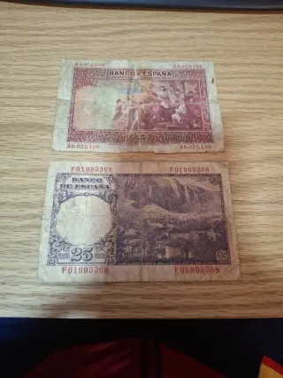 Lote 2 Billetes 25 Pesetas Antiguos España