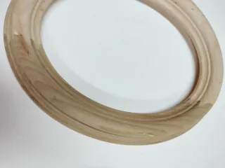 Set 2 Cornici Ovali Legno Beige/Marrone