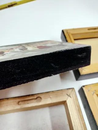 Set 3 stampe su tela ritoccate a mano