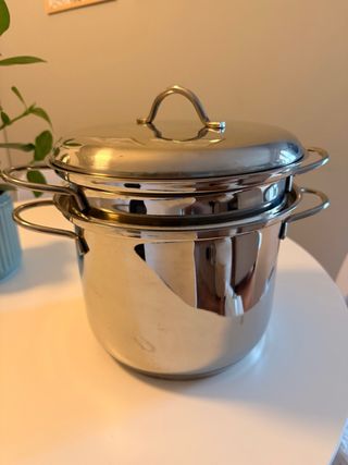 Pentola con scolapasta in acciaio inox