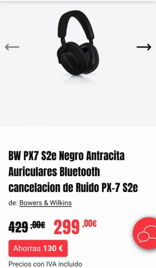 Auriculares Bowers & Wilkins PX7 S2e Negros