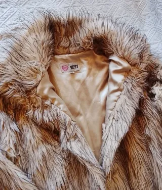 Abrigo pelo sintético vintage zorro años 80