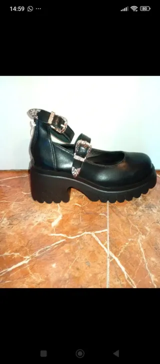 Zapatos Góticos Negros Sin Usar