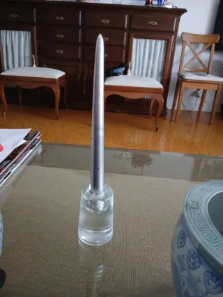 Candelabro de cristal y metal