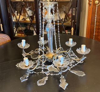 Lámpara Techo Vintage Cristales Dorados