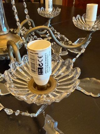 Lámpara Techo Vintage Cristales Dorados