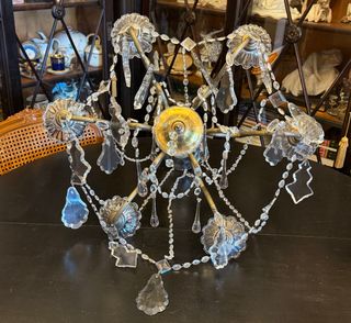 Lámpara Techo Vintage Cristales Dorados