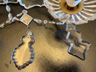 Lámpara Techo Vintage Cristales Dorados