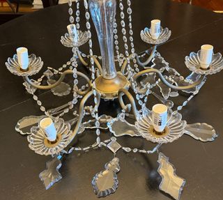 Lámpara Techo Vintage Cristales Dorados