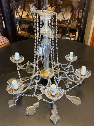 Lámpara Techo Vintage Cristales Dorados