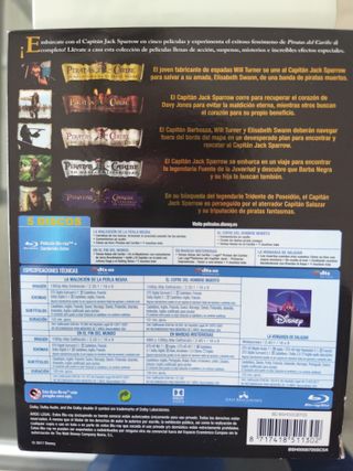 Colección Piratas del Caribe 5 Películas Blu-ray