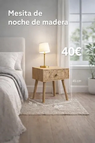 Mesita de noche de madera