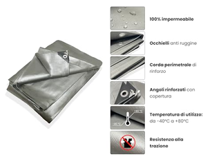 Telo impermeabile da Esterno 8x10 mt 260 gr/m² | T