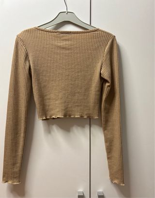 Chaqueta cropped Bershka beige Talla XS
