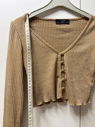 Chaqueta cropped Bershka beige Talla XS