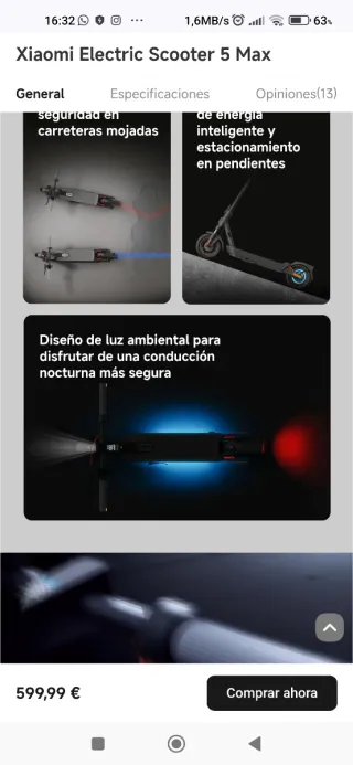 Patinete Eléctrico Xiaomi Scooter 5 Max