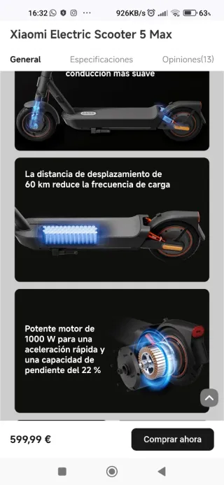 Patinete Eléctrico Xiaomi Scooter 5 Max