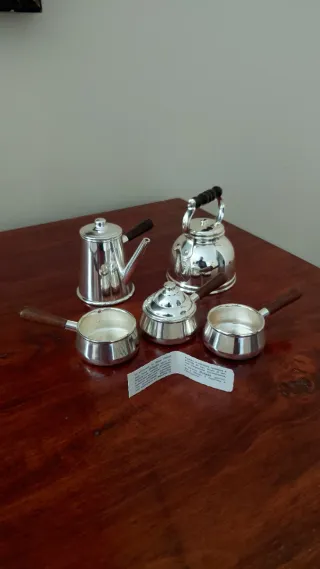 Silver plated set 5 oggetti in miniatura