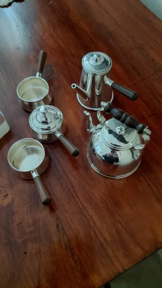 Silver plated set 5 oggetti in miniatura