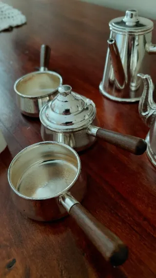 Silver plated set 5 oggetti in miniatura