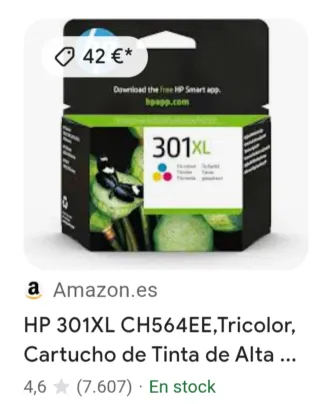 Cartucho Tinta HP 301XL Tricolor