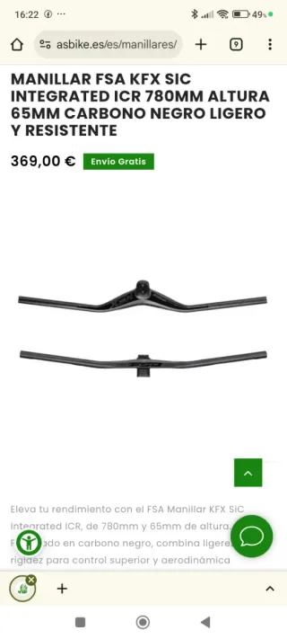 Manillar Integrado Carbono FSA