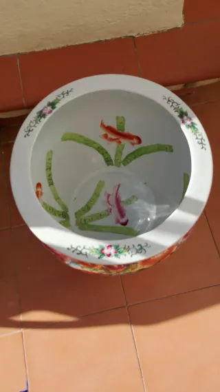 Jarrón chino porcelana flores