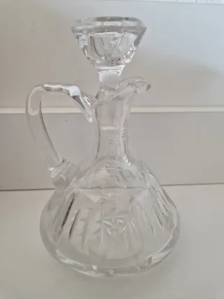 Coppia di acetiere/oliiere in vetro intagliato vintage