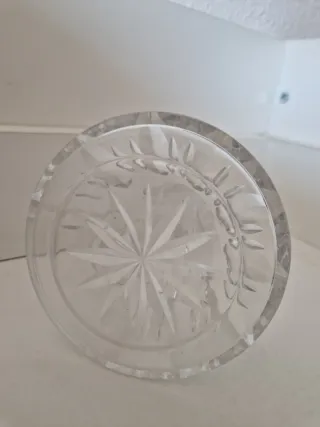 Coppia di acetiere/oliiere in vetro intagliato vintage