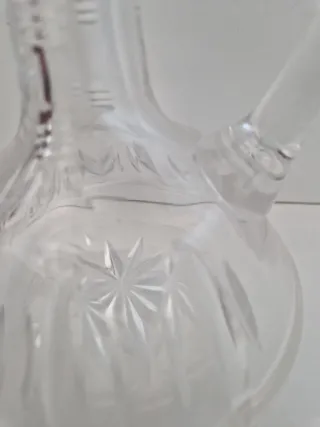 Coppia di acetiere/oliiere in vetro intagliato vintage