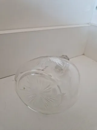 Coppia di acetiere/oliiere in vetro intagliato vintage