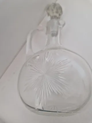 Coppia di acetiere/oliiere in vetro intagliato vintage