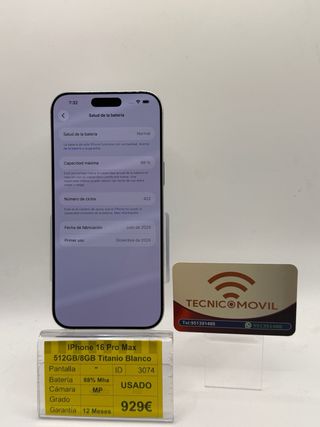 iPhone 16 Pro Max 512GB Titanio Bianco