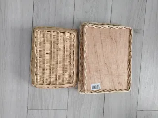 2 Bandejas rectangulares de mimbre natural
