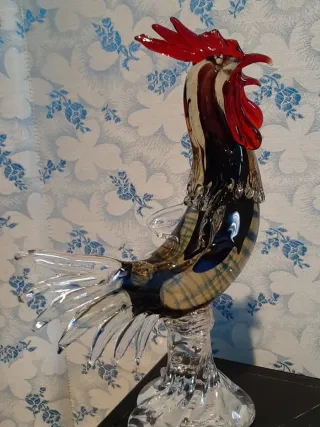 Gallo di cristallo stile Murano