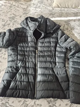 Plumífero corto mujer verde oscuro