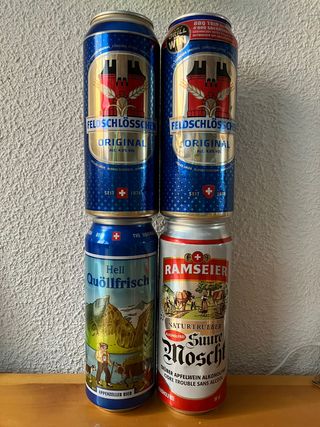 4 lattine di birra svizzera da collezione