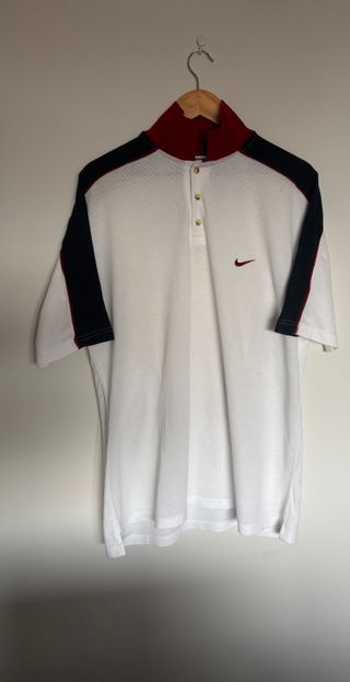 Vintage Nike Polo Shirt White Red Navy | Classic